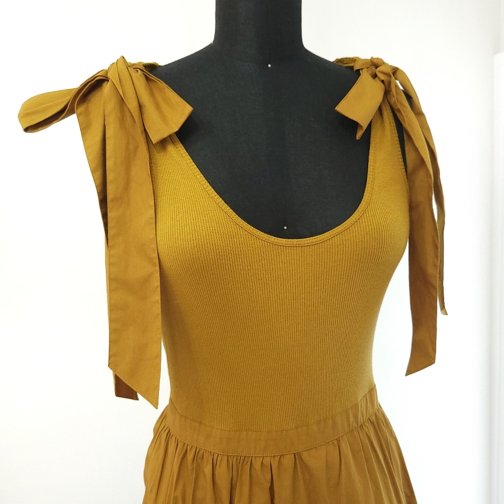 Ulla Johnson Hope Rib Knit Cotton Popplin Ruffle Tiered Maxi Dress Tapen… - Picture 4 of 16